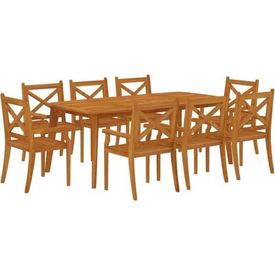 vidaXL Massivholz Akazie Gartentisch-Set - 9 Stück vidaXL Massivholz Akazie Gartentisch-Set - 9 Stück