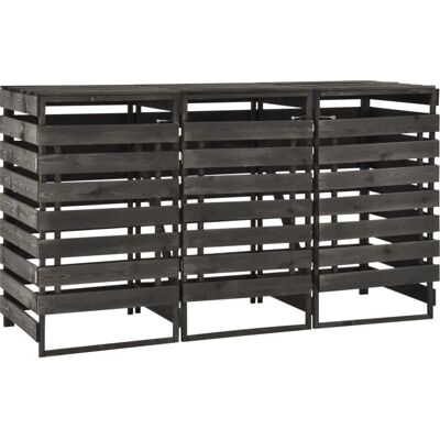 vidaXL Cobertizo triple cubos basura madera pino pintada - Almacenamiento de Jardín vidaXL Cobertizo triple cubos basura madera pino pintada - Almacenamiento de Jardín