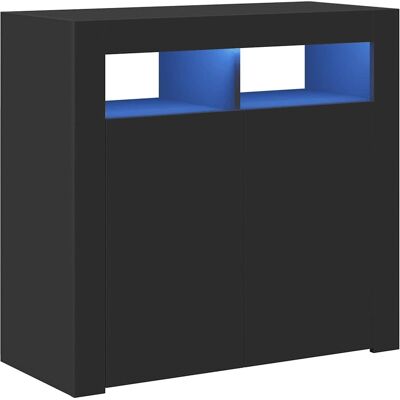 Buffet noir LED vidaXL - Meuble de rangement avec lumières - Publicité Buffet noir LED vidaXL - Meuble de rangement avec lumières - Publicité