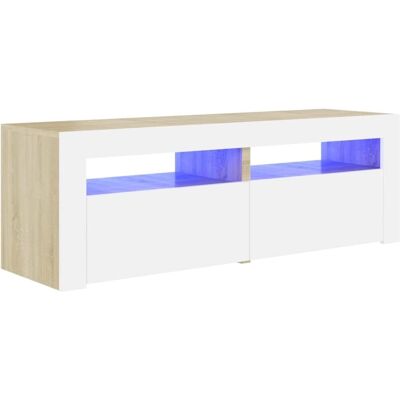 vidaXL Weißes TV-Schrank mit LED-Lichtern - 120x35x40 cm - TV Typ vidaXL Weißes TV-Schrank mit LED-Lichtern - 120x35x40 cm - TV Typ