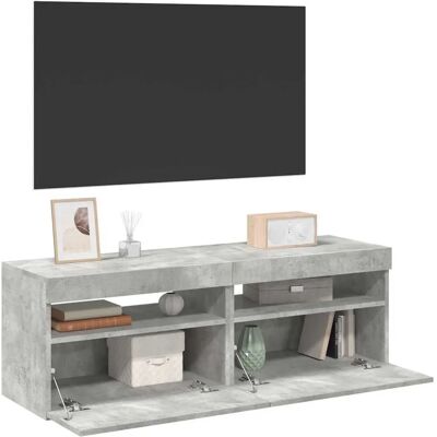 vidaXL TV-Schränke mit LED-Lichtern - 2 Stück - Beton Grau - TV Möbel vidaXL TV-Schränke mit LED-Lichtern - 2 Stück - Beton Grau - TV Möbel