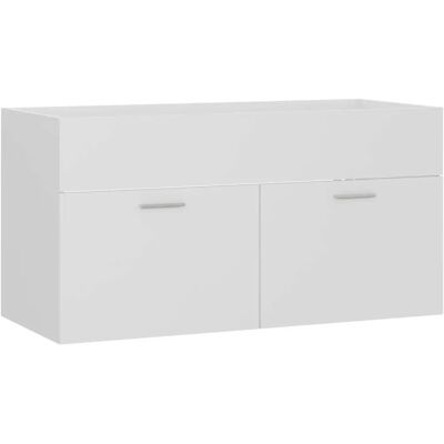 vidaXL White Sink Cabinet 90x38.5x46 cm Engineered Wood - Bathroom Storage vidaXL White Sink Cabinet 90x38.5x46 cm Engineered Wood - Bathroom Storage
