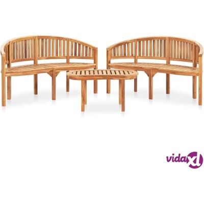 vidaXL 3-częściowy zestaw mebli ogrodowych banan z litego teaku vidaXL 3-częściowy zestaw mebli ogrodowych banan z litego teaku
