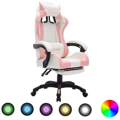 vidaXL Gaming-Stuhl mit RGB LED-Lichtern Pink und Weiß - Gaming-Stuhl vidaXL Gaming-Stuhl mit RGB LED-Lichtern Pink und Weiß - Gaming-Stuhl