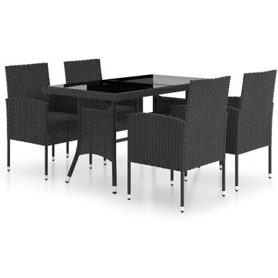 vidaXL Gartemöbel-Set - Garten, Resin-Geflecht, Glasplatte, 4 Stühle vidaXL Gartemöbel-Set - Garten, Resin-Geflecht, Glasplatte, 4 Stühle