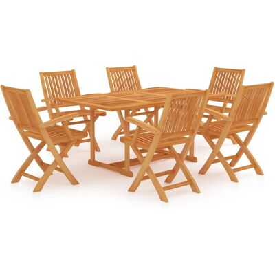 Maisonchic Teak-Gartenmöbel-Set - Klappstühle, Sonnenschirmloch Maisonchic Teak-Gartenmöbel-Set - Klappstühle, Sonnenschirmloch