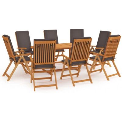 MaisonChic Garten-Set 9-tlg. Teak Grau - Gartenmöbel MaisonChic Garten-Set 9-tlg. Teak Grau - Gartenmöbel