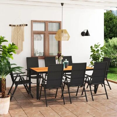 vidaXL Gartentischset 9-tlg. Schwarz-Braun - Gartenmöbel vidaXL Gartentischset 9-tlg. Schwarz-Braun - Gartenmöbel