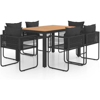 vidaXL 7-teiliges Gartentischset - Schwarz und Braun PVC Rattan vidaXL 7-teiliges Gartentischset - Schwarz und Braun PVC Rattan