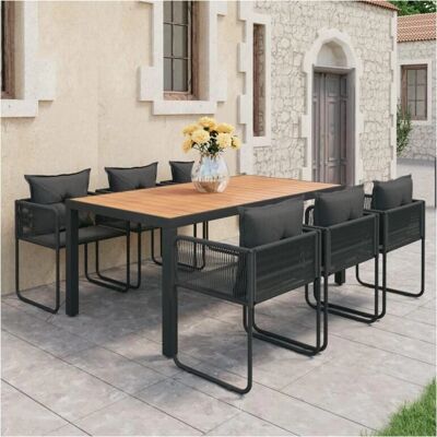 vidaXL Gartentisch-Set mit 7 Teilen aus PVC Rattan - Für den Außenbereich vidaXL Gartentisch-Set mit 7 Teilen aus PVC Rattan - Für den Außenbereich