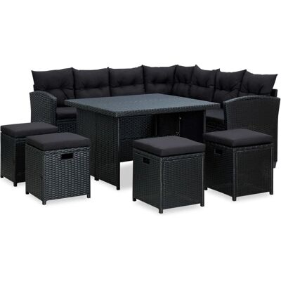 VidaXL Outdoormöbel-Set - Schwarzes Rattan Lounge mit Kissen VidaXL Outdoormöbel-Set - Schwarzes Rattan Lounge mit Kissen