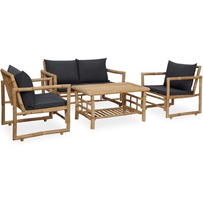 vidaXL Gartenset - Bambus, Dunkelgrau, 4 Teile vidaXL Gartenset - Bambus, Dunkelgrau, 4 Teile