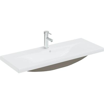 vidaXL Wbudowana umywalka z baterią 101x39x18 cm ceramika biała - Umywalka do łazienki vidaXL Wbudowana umywalka z baterią 101x39x18 cm ceramika biała - Umywalka do łazienki