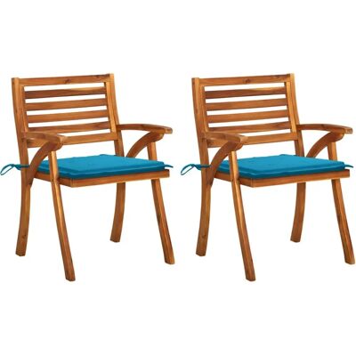 VidaXL Outdoor Stuhlset - Massiv Akazienholz, Blaue Kissen - Garten Esszimmermöbel VidaXL Outdoor Stuhlset - Massiv Akazienholz, Blaue Kissen - Garten Esszimmermöbel