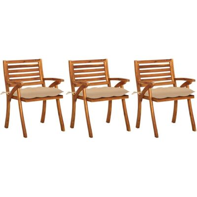 VidaXL Gartenstuhl - Massives Akazienholz, Beigen Kissen - Gartentisch VidaXL Gartenstuhl - Massives Akazienholz, Beigen Kissen - Gartentisch
