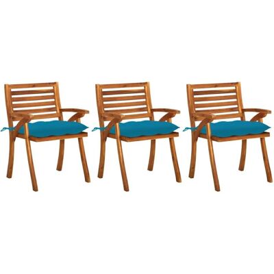 VidaXL Gartenstuhl-Set - Blau, 3 Stück, Akazienholz VidaXL Gartenstuhl-Set - Blau, 3 Stück, Akazienholz