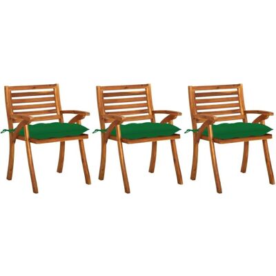 VidaXL Gartenstuhl-Set - Massives Akazienholz, Grüne Kissen - Outdoor-Möbel VidaXL Gartenstuhl-Set - Massives Akazienholz, Grüne Kissen - Outdoor-Möbel