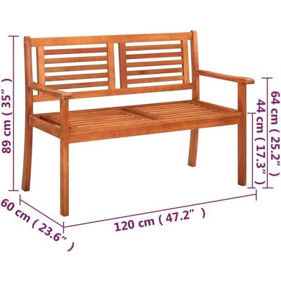 vidaXL 2-Sitzer-Gartenbank Eukalyptus Holz Grau - Gartenmöbel vidaXL 2-Sitzer-Gartenbank Eukalyptus Holz Grau - Gartenmöbel