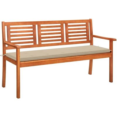 vidaXL - 3-Sitzer Gartenbank - Eukalyptus - Beige Kissen - Gartenbank vidaXL - 3-Sitzer Gartenbank - Eukalyptus - Beige Kissen - Gartenbank