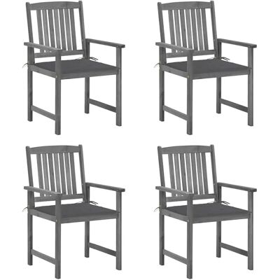 vidaXL Gartenstühle mit Kissen - 4 Stück, Akazienholz, Grau vidaXL Gartenstühle mit Kissen - 4 Stück, Akazienholz, Grau
