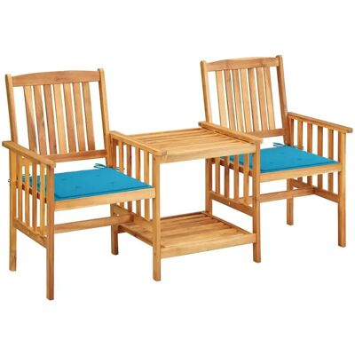 VidaXL Gartenmöbelset - Rustikales Holz-Bistro-Set mit Kissen VidaXL Gartenmöbelset - Rustikales Holz-Bistro-Set mit Kissen