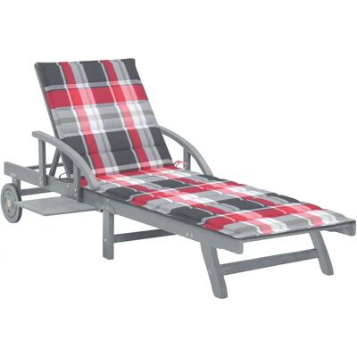 VidaXL Akazienholz Gartenliege - Gepolstert, Verstellbar, Grau VidaXL Akazienholz Gartenliege - Gepolstert, Verstellbar, Grau