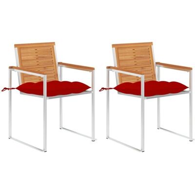Vidaxl Gartenstühle mit Kissen 2 Stück Massives Akazienholz & Stahl Vidaxl Gartenstühle mit Kissen 2 Stück Massives Akazienholz & Stahl