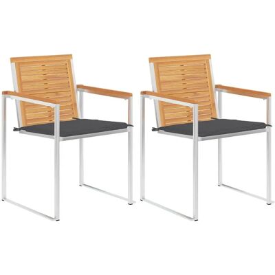 vidaXL Gartenstühle mit Kissen - Teak & Stahl vidaXL Gartenstühle mit Kissen - Teak & Stahl