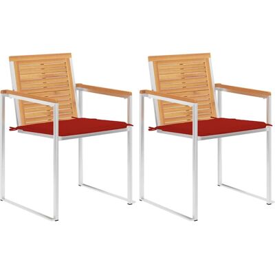 vidaXL Gartenstühle mit Kissen - Teak & Stahl vidaXL Gartenstühle mit Kissen - Teak & Stahl