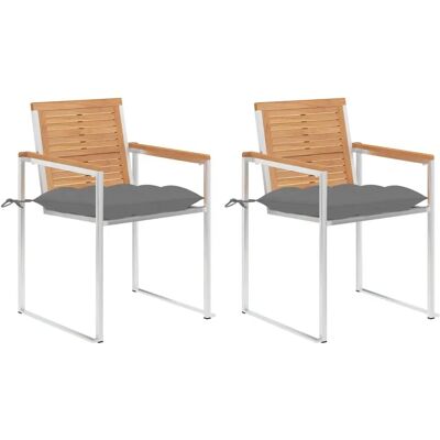 vidaXL Gartensessel mit Kissen - Teak & Stahl - 2 Stück vidaXL Gartensessel mit Kissen - Teak & Stahl - 2 Stück