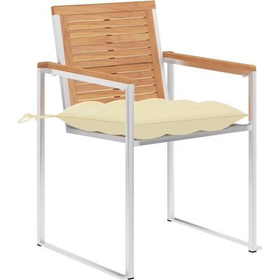 vidaXL Gartensessel - Teak & Edelstahl - Creme Kissen vidaXL Gartensessel - Teak & Edelstahl - Creme Kissen