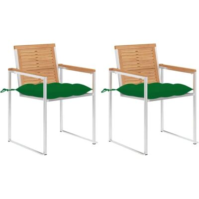 vidaXL Gartenstühle mit Kissen - Teak & Stahl vidaXL Gartenstühle mit Kissen - Teak & Stahl