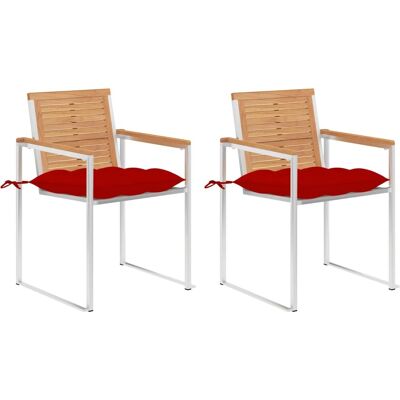 vidaxl Teak Gartenstühle mit Kissen - 2 Stück vidaxl Teak Gartenstühle mit Kissen - 2 Stück