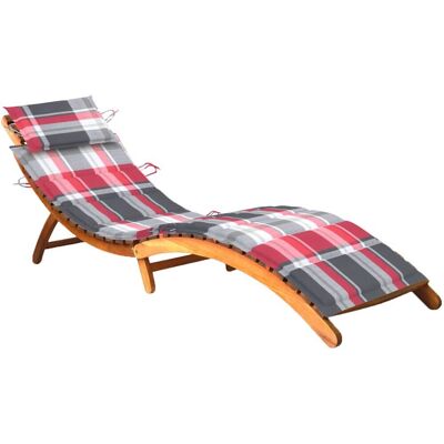 vidaXL Sonnenliege Mit Auflage Rotes Karomuster - Garten, Balkon, Pool vidaXL Sonnenliege Mit Auflage Rotes Karomuster - Garten, Balkon, Pool