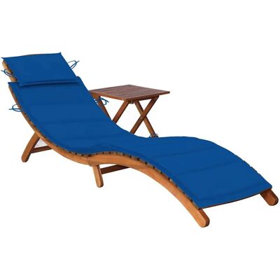 VidaXL Gartenstuhl - Gepolsterter Sitz - Akazienholz - Blau VidaXL Gartenstuhl - Gepolsterter Sitz - Akazienholz - Blau