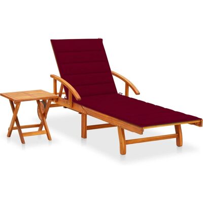VidaXL Outdoor Chair - Gepolsterte Akazien Holz, Rot - Loungesessel VidaXL Outdoor Chair - Gepolsterte Akazien Holz, Rot - Loungesessel