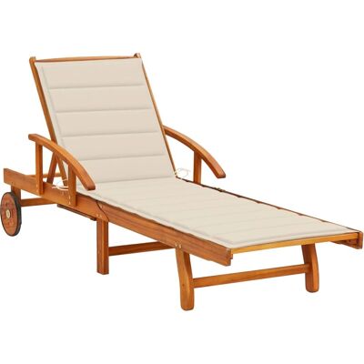 Silla de exterior VidaXL de madera de acacia, crema - Muebles de jardín Silla de exterior VidaXL de madera de acacia, crema - Muebles de jardín