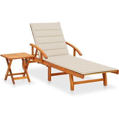VidaXL Gartenliege aus Akazienholz - Beige - Für Garten oder Terrasse VidaXL Gartenliege aus Akazienholz - Beige - Für Garten oder Terrasse