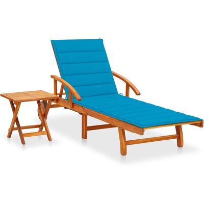 vidaXL Outdoor-Stuhl - Akazienholz, Blau, Verstellbar, Polster vidaXL Outdoor-Stuhl - Akazienholz, Blau, Verstellbar, Polster