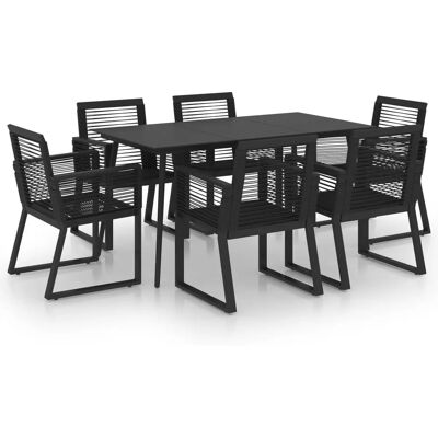 Maisonchic Puutarhan Ruokailusetti - 7 Osaa PVC Rattan Maisonchic Puutarhan Ruokailusetti - 7 Osaa PVC Rattan