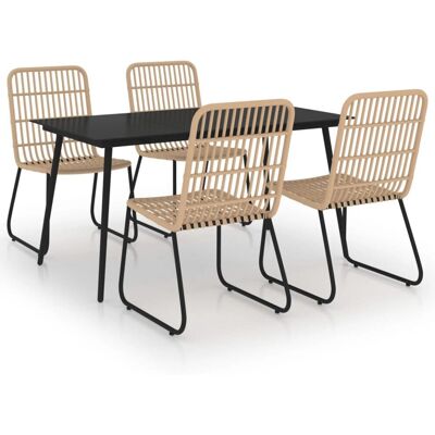 vidaXL - 705961 - OakBlack - PolyRattanGlass - Outdoor Dining Set vidaXL - 705961 - OakBlack - PolyRattanGlass - Outdoor Dining Set