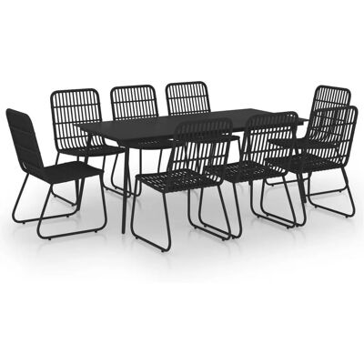 vidaXL Gartenmöbel-Set 9 Stück Poly Rattan und Glas vidaXL Gartenmöbel-Set 9 Stück Poly Rattan und Glas