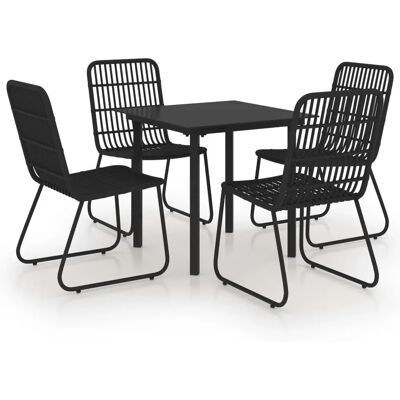 vidaXL Gartentisch-Set - Schwarz - 5-teilig, Stahl & Glas vidaXL Gartentisch-Set - Schwarz - 5-teilig, Stahl & Glas