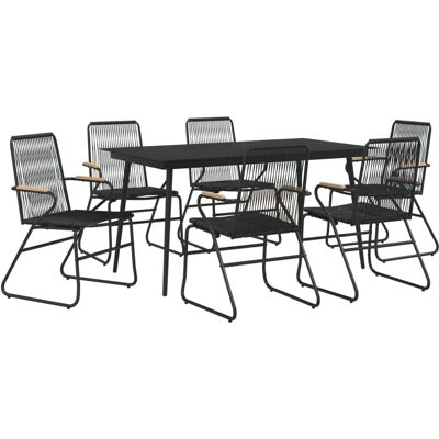 vidaXL Puutarhan Ruokailusetti - Pöytä ja Tuolit Musta PVC Rattan vidaXL Puutarhan Ruokailusetti - Pöytä ja Tuolit Musta PVC Rattan