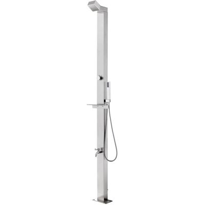 vidaXL Chuveiro de jardim em aço inoxidável - 220 cm com torneiras vidaXL Chuveiro de jardim em aço inoxidável - 220 cm com torneiras