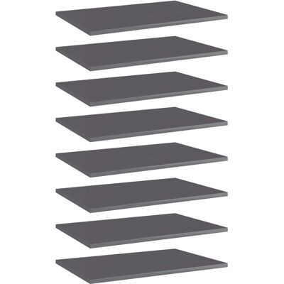 vidaXL Boekenkast Planken 8 stuks Hoogglans Grijs - Planken vidaXL Boekenkast Planken 8 stuks Hoogglans Grijs - Planken
