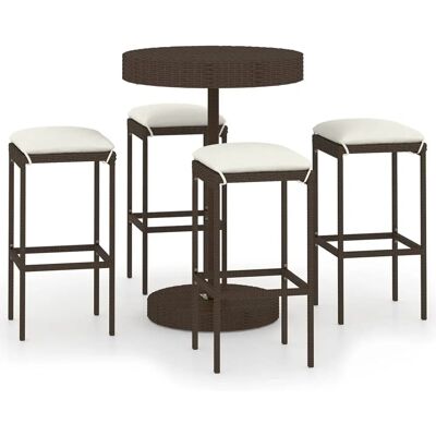 Tuinbarset met kussens - Rattan, Staal, 5 stuks Tuinbarset met kussens - Rattan, Staal, 5 stuks