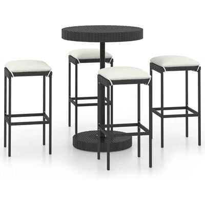 vidaXL Gartenbar-Set 5-tlg. Schwarz Rattan vidaXL Gartenbar-Set 5-tlg. Schwarz Rattan
