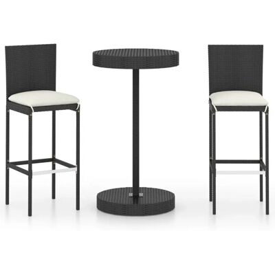 Ensemble de Mobilier d'Extérieur VidaXL 3064764 - Noir - Set de Bar de Jardin 3 Pièces avec Coussins - Publicité Ensemble de Mobilier d'Extérieur VidaXL 3064764 - Noir - Set de Bar de Jardin 3 Pièces avec Coussins - Publicité