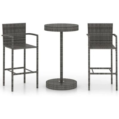 Ensemble de Mobilier d'Extérieur - Gris, 3 pièces, Poly Rattan - Publicité Ensemble de Mobilier d'Extérieur - Gris, 3 pièces, Poly Rattan - Publicité